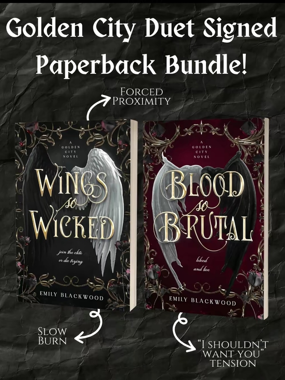 Wings So Wicked & Blood So Brutal by Emily Blackwood Paperback Book Bundle